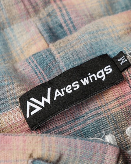 Men's Drawstring Plaid Button Up Hooded Shirt