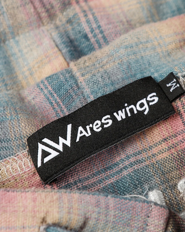 Men's Drawstring Plaid Button Up Hooded Shirt