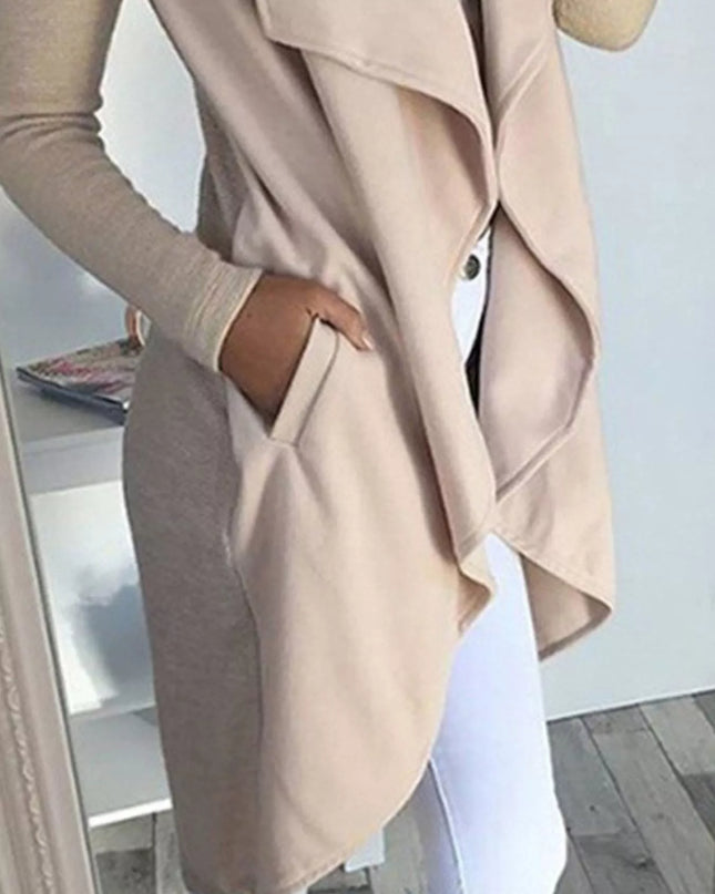 Full Size Lapel Collar Long Sleeve Coat Plus Size