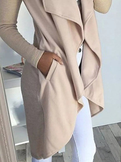 Full Size Lapel Collar Long Sleeve Coat Plus Size