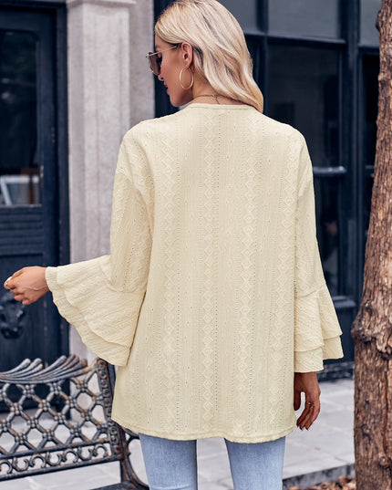 Eyelet Bell Sleeve Cardigan