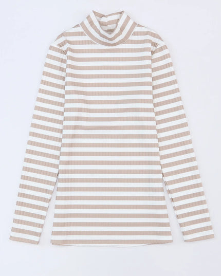 Striped Textured Knit Long Sleeve Tee