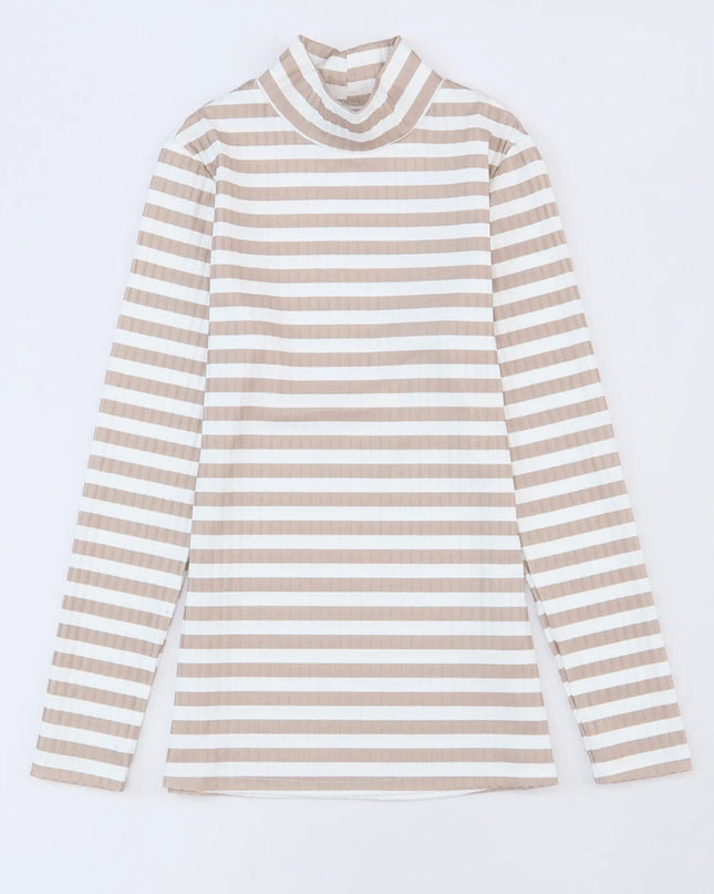 Striped Textured Knit Long Sleeve Tee