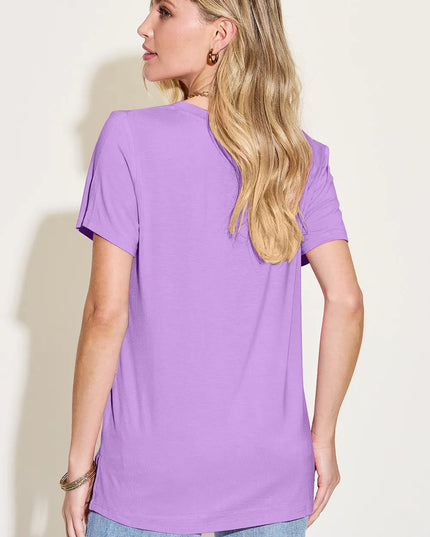 Basic Bae Bamboo Full Size V-Neck High-Low T-Shirt