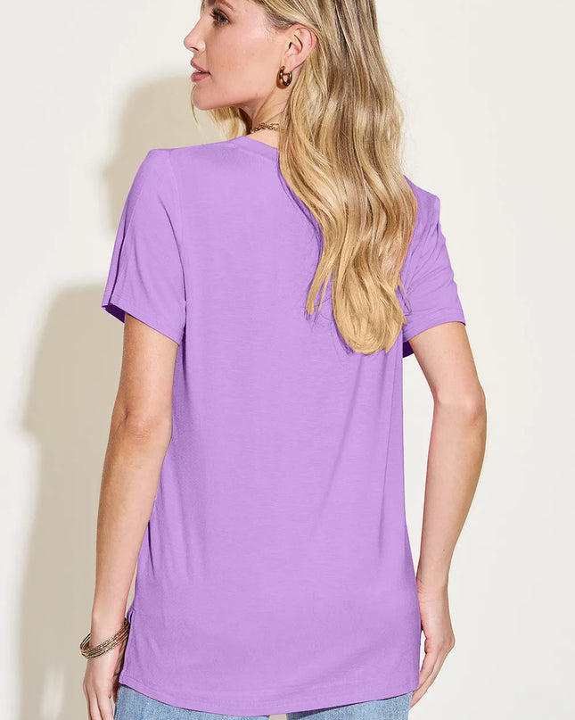 Basic Bae Bamboo Full Size V-Neck High-Low T-Shirt