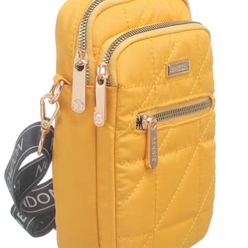 Quilted Phone Cross Body Bag Yellow