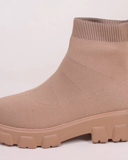 Mesh Round Toe Platform Boots