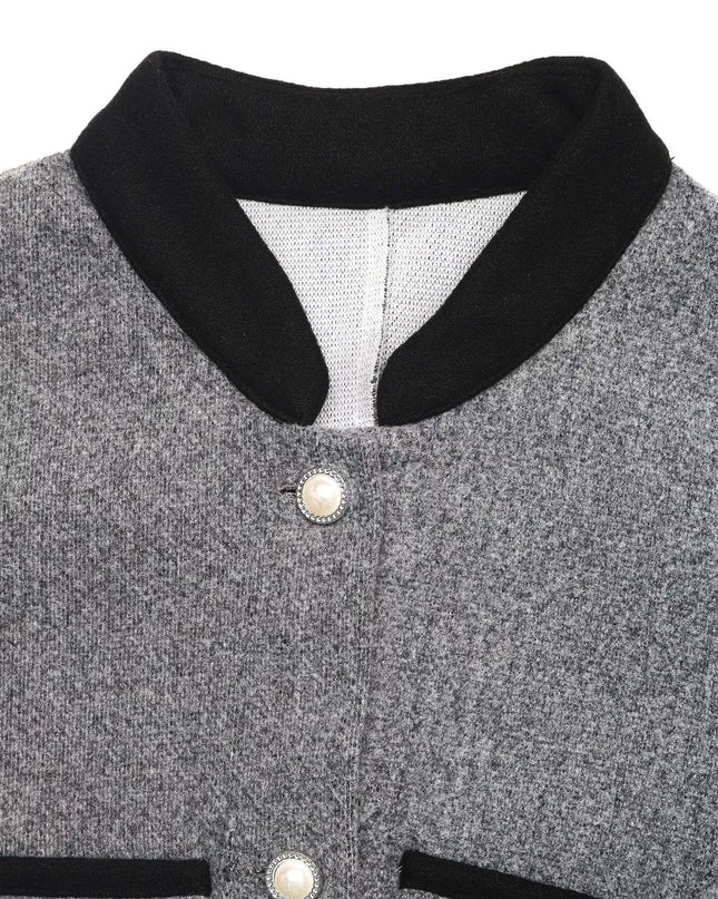 A-Line Long Sleeve Button-Down Dress