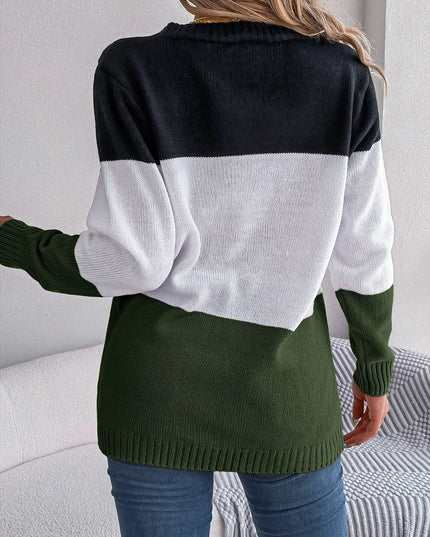 Cable-Knit Striped Button Up Cardigan