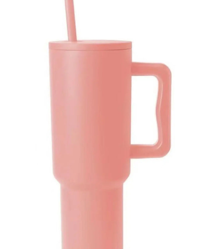 Monochromatic Stainless Steel Tumbler with Matching Straw Coral One Size