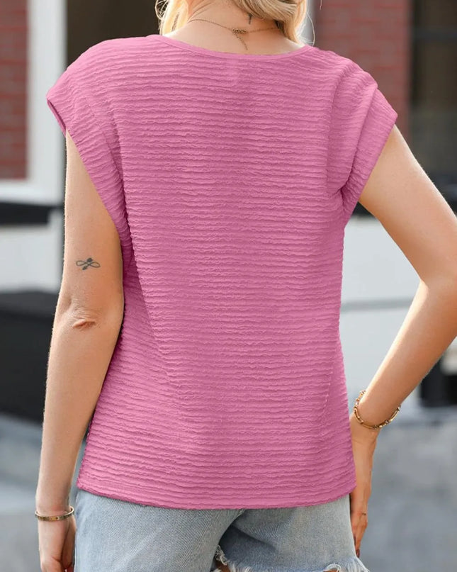 Asymmetrical Neck Short Sleeve Top