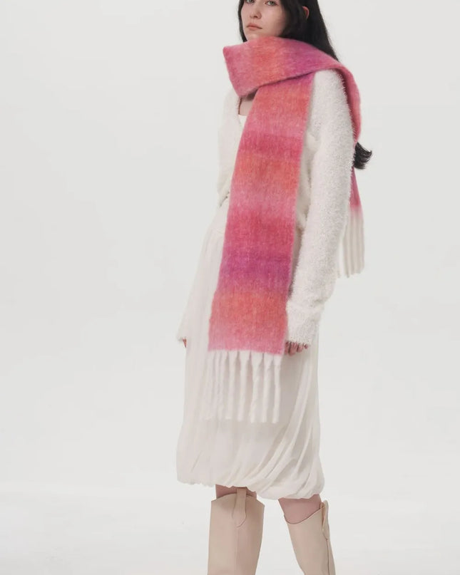Fringe Gradient Thermal Scarf