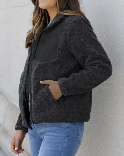 Zip Up Long Sleeve Plush Jacket