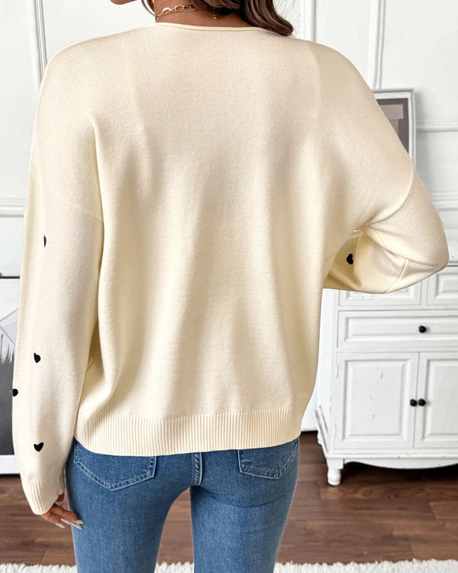 Heart Tie-Front Long Sleeve Cardigan