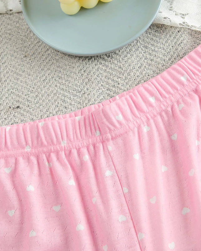 Polka Dot Round Neck Top and Pants Lounge Set