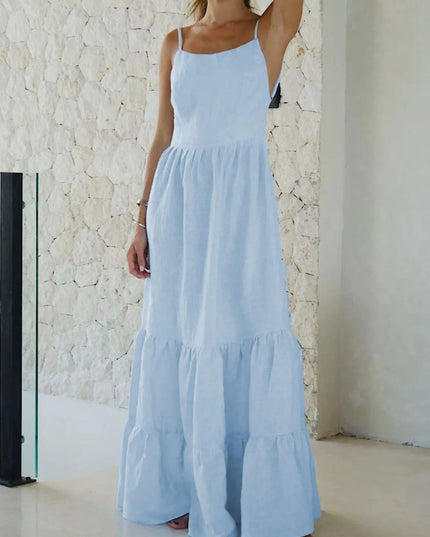 Tiered Maxi Cami Dress with Ruffled Hem