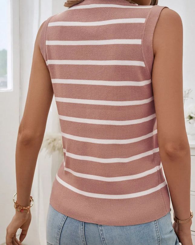 Devine Striped V-Neck Knit Tank