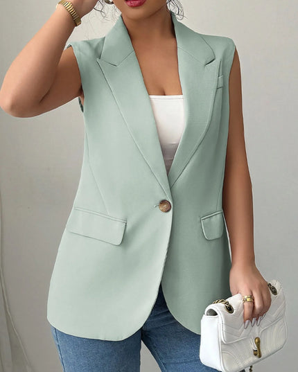 One Button Sleeveless Blazer