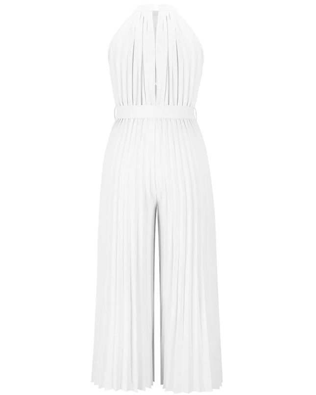 Cutout Tied Pleated Sleeveless Jumpsuit