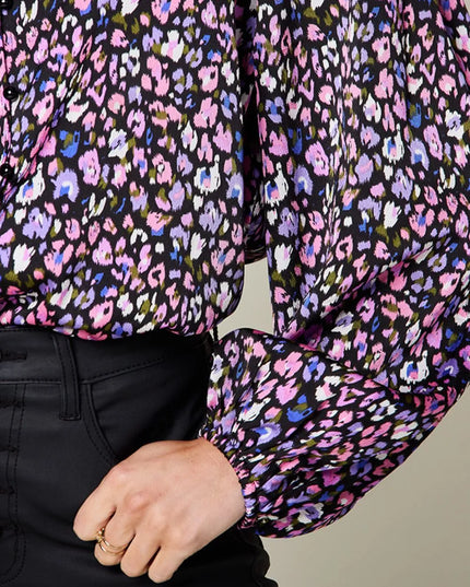 Double Take Full Size Printed Balloon Sleeve Shirt