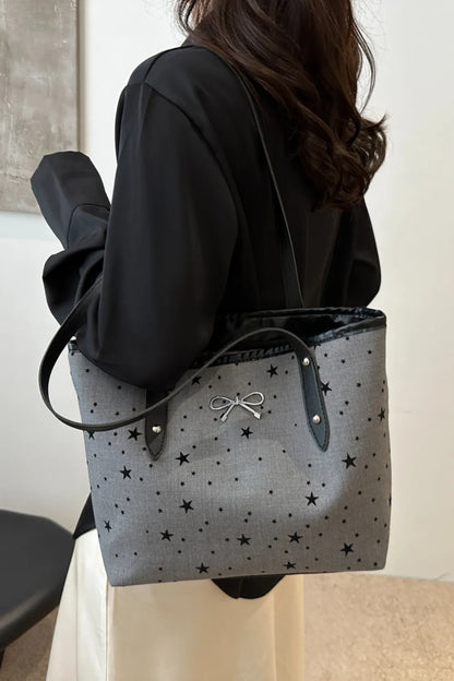 Bow Trim Polyester Tote Bag 