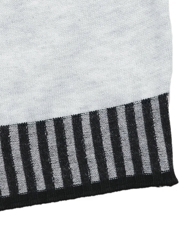 Striped Trim Tie Waist Sweater Dress