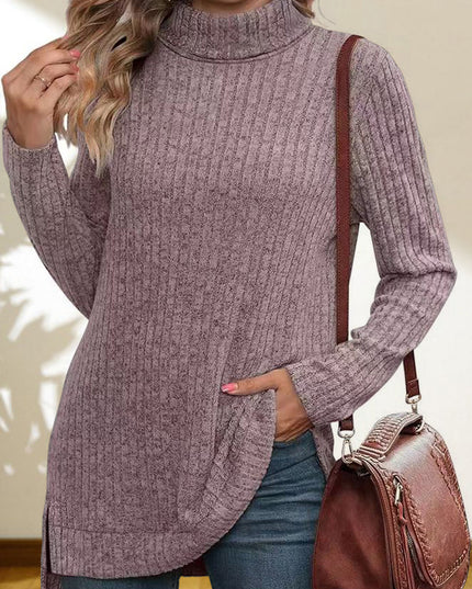 Turtleneck High Low Top Lavender