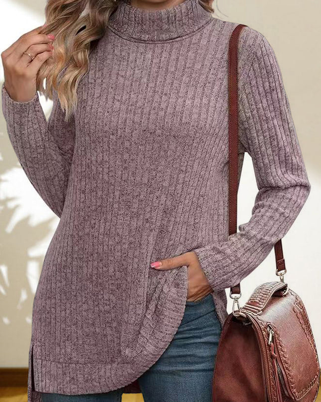 Turtleneck High Low Top Lavender