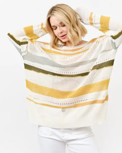 And The Why Abstract Striped Light Weight Loose Sweater