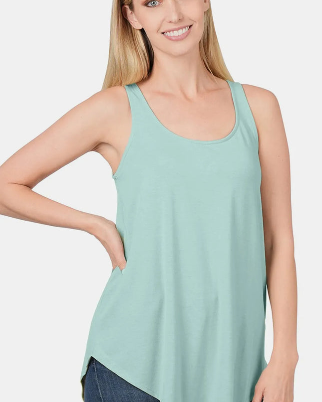 Zenana Round Neck Curved Hem Tank