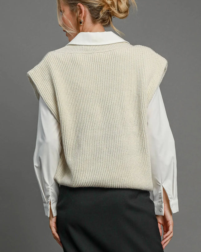 Umgee Oversized V Neck Vest