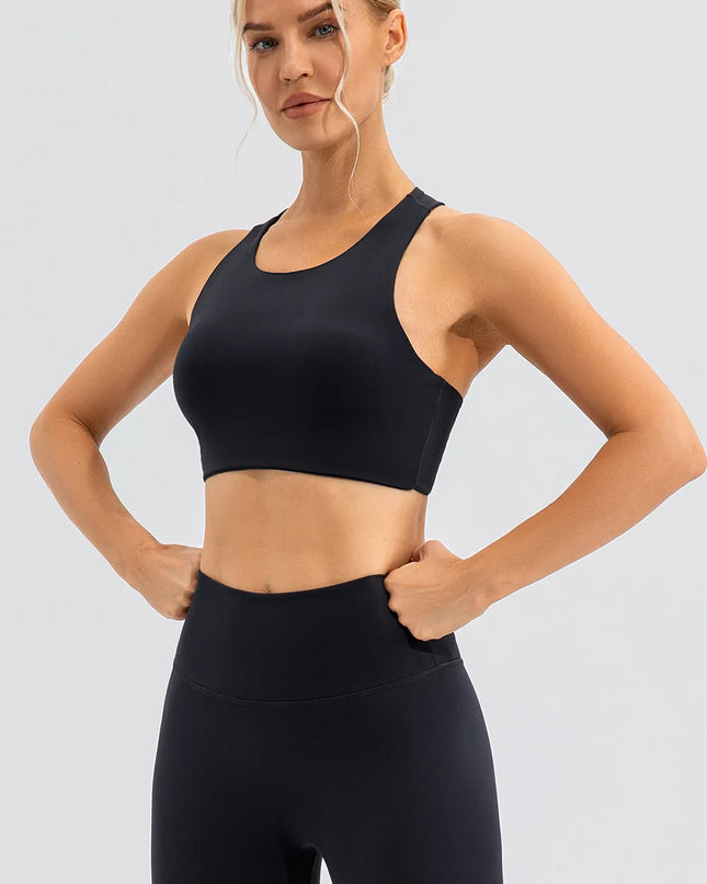 Round Neck Cutout Cropped Active Tank 