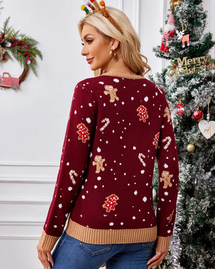 Gingerbread Round Neck Long Sleeve Sweater