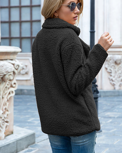 Ivy Lane Full Size Lapel Collar Sherpa Coat