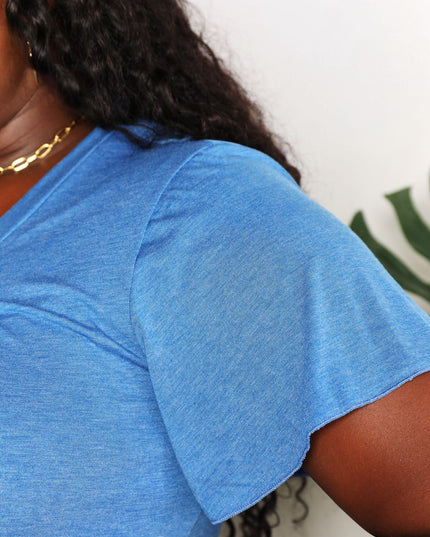 Double Take Ruched V-Neck Short Sleeve T-Shirt