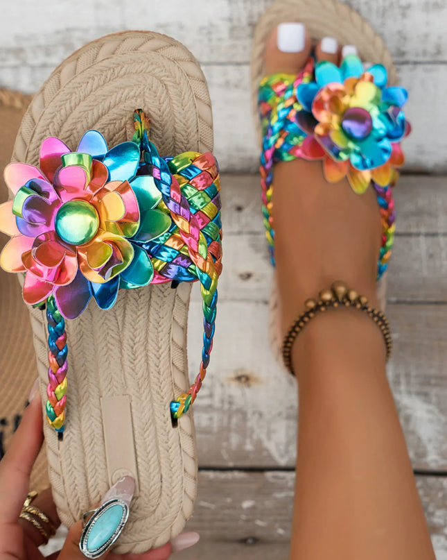 Floral Embellished Comfort Slide Sandals 