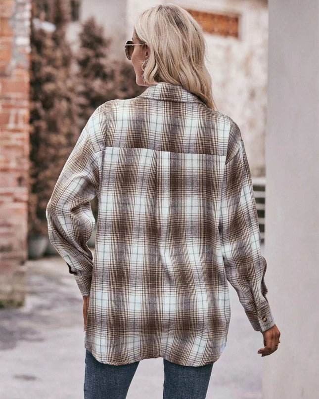 Plaid Button-Down Long Sleeve Shirt