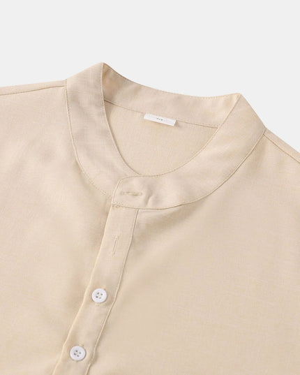 Men's Stand Collar Short Sleeve Henley Shirt