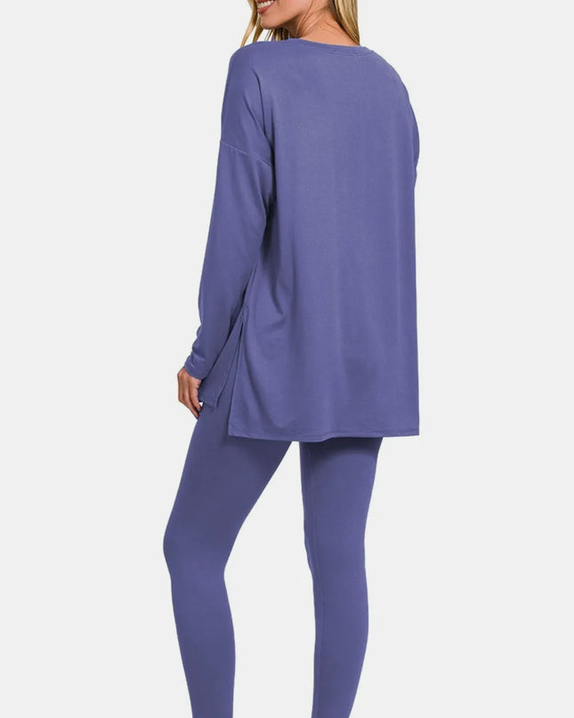 Zenana Full Size Brushed Microfiber Top and Leggings Lounge Set