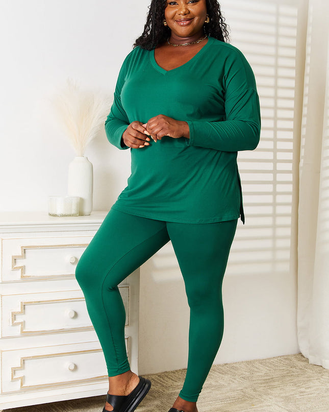 Zenana Lazy Days Full Size Long Sleeve Top and Leggings Set