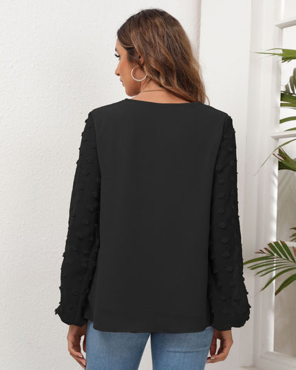 Swiss Dot Balloon Sleeve Blouse