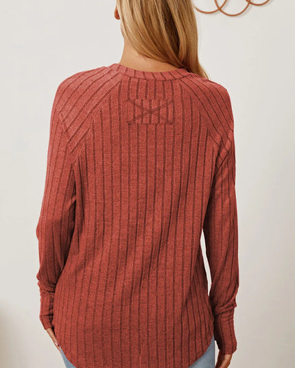 Basic Bae Full Size Ribbed Thumbhole Sleeve T-Shirt