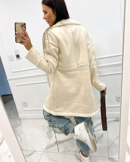 Lapel Collar Exposed Seam Buttoned Coat