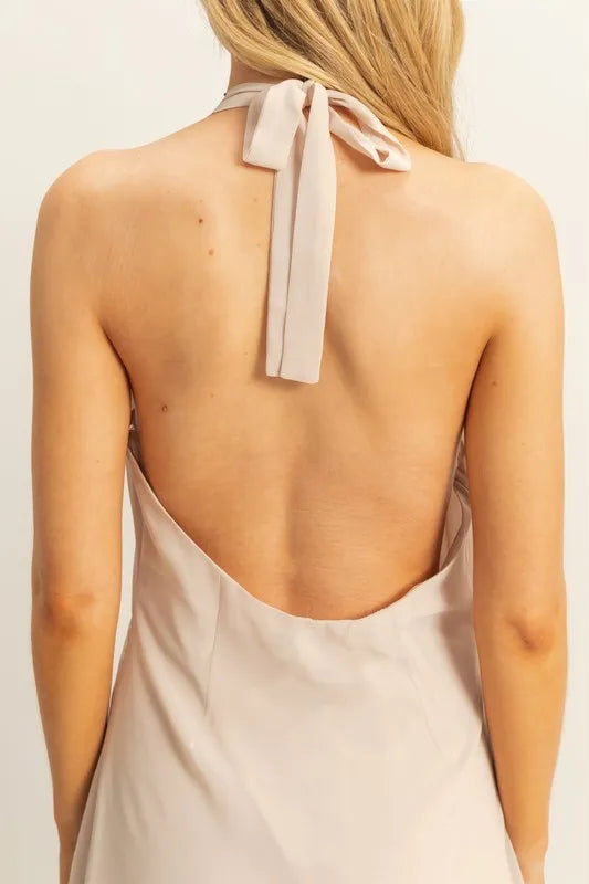 HYFVE Chiffon Halter Asymmetrical Hem Dress 