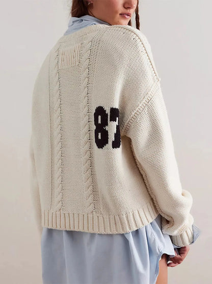 Number 81 Oversized Cable Knit Sweater