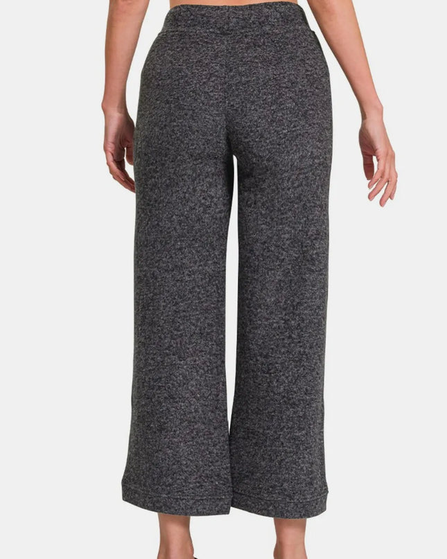 Zenana Drawstring Hacci Cropped Pants