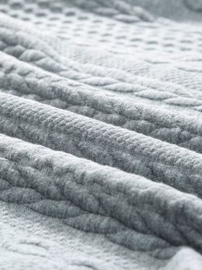 Cable Texture Puff Sleeve Loose Shacket