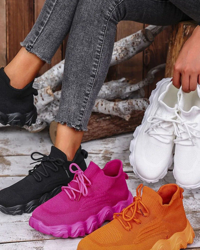 Mesh Lace-Up Round Toe Athletic 