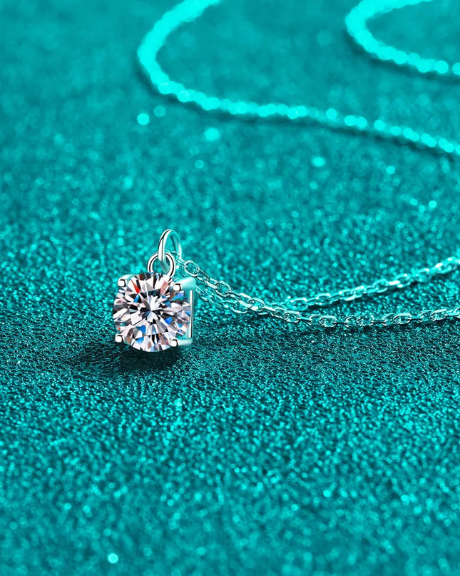 1 Carat Moissanite 925 Sterling Silver Necklace 
