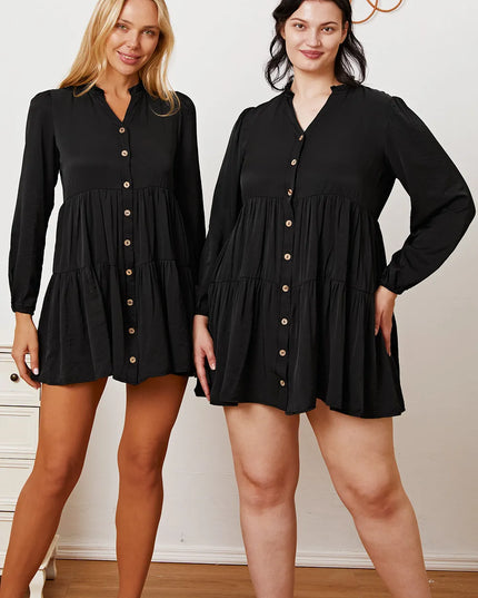 Ruffled Button Up Long Sleeve Tiered Shirt
